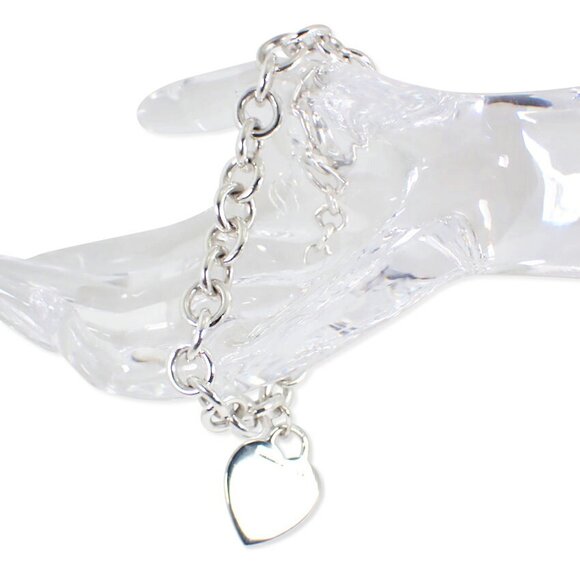 TIFFANY Authentic Silver Heart Charm Bracelet